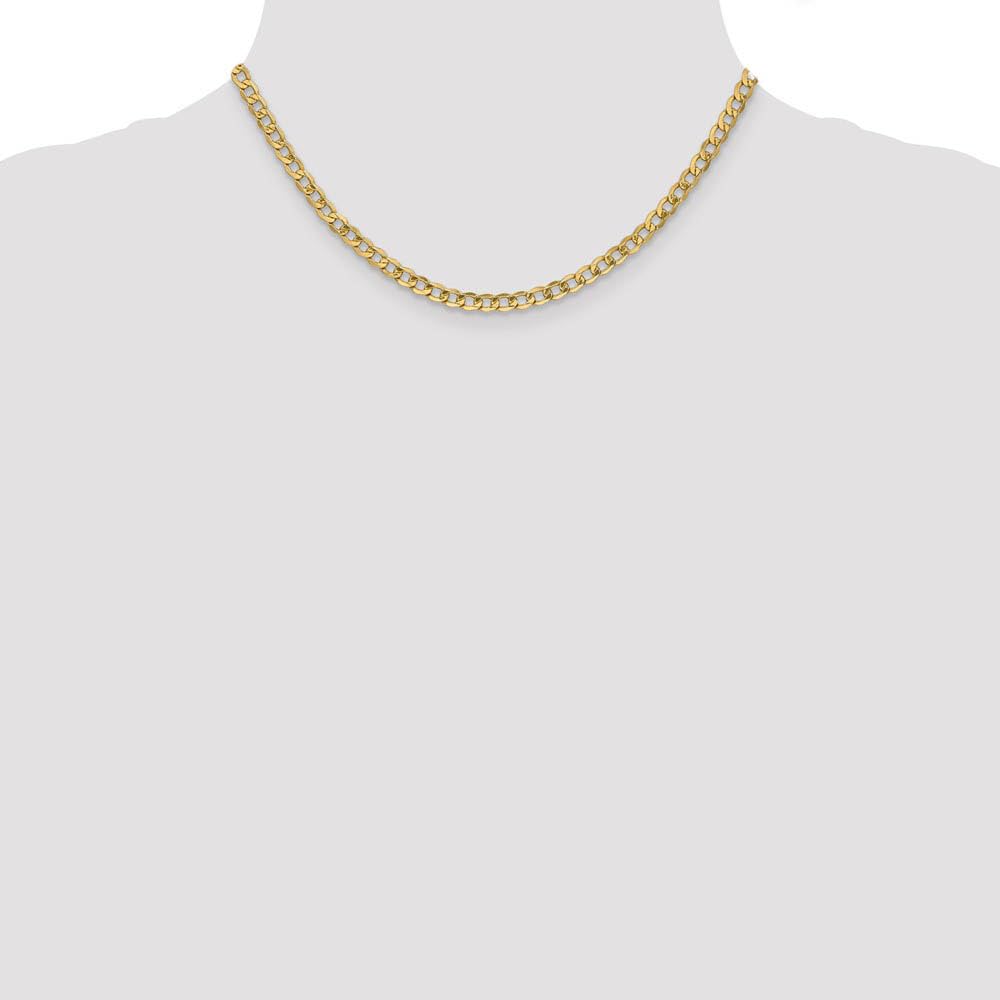 The Black Bow 4.3mm 10k Yellow Gold Hollow Curb Link Chain Necklace - Perfect for Everyday Wear and Special Occasions