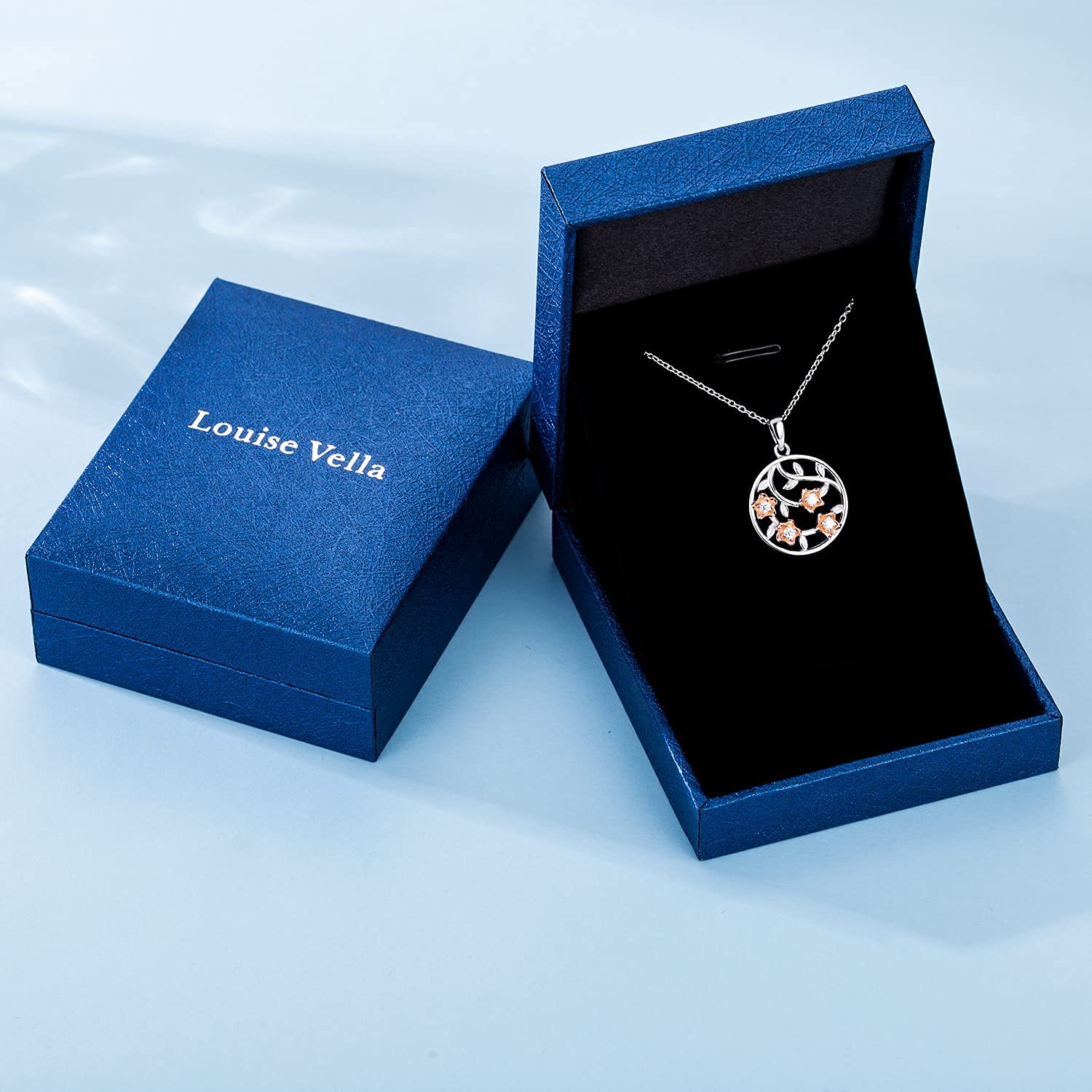 18K Rose Gold Plated Sterling Silver Cherry Blossom Necklace for Women - 4 Flower Pendant Dainty Jewelry Gift for Mom, Anniversary, Birthday | Perfect for Spring Outfits, Weddings & Special Occasions