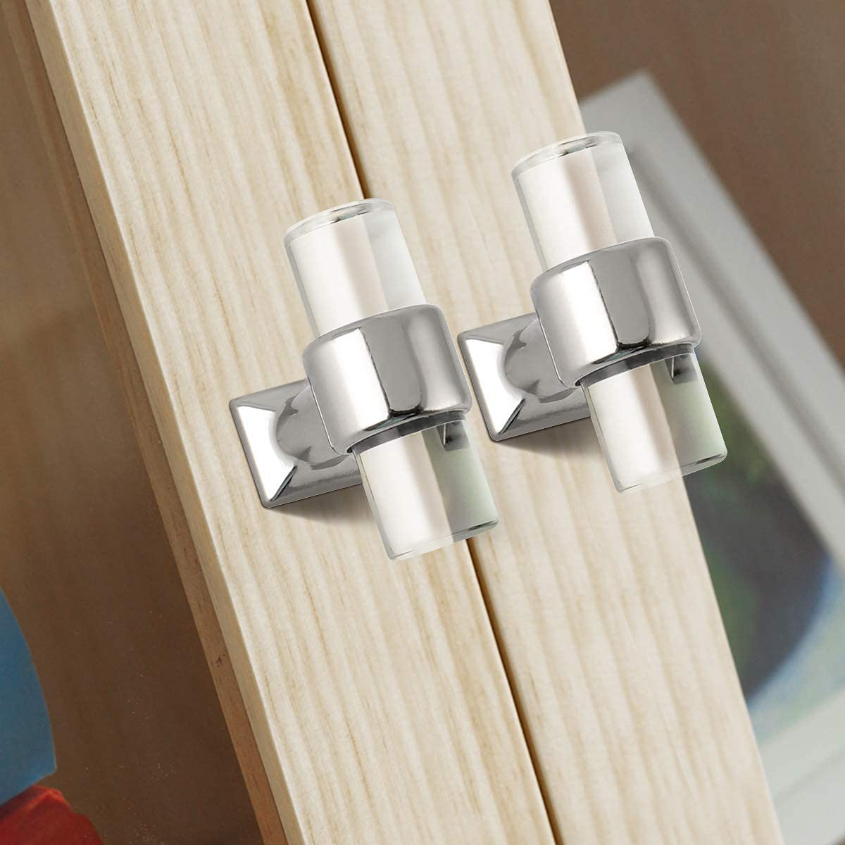 1 Pack Clear Acrylic Cabinet Handle - Single Hole Door Knob, Polished Chrome Zinc Alloy Drawer Pull Handle for Kitchen Cabinets & Furniture - Perfect for Modern Home, Office, and DIY Projects
