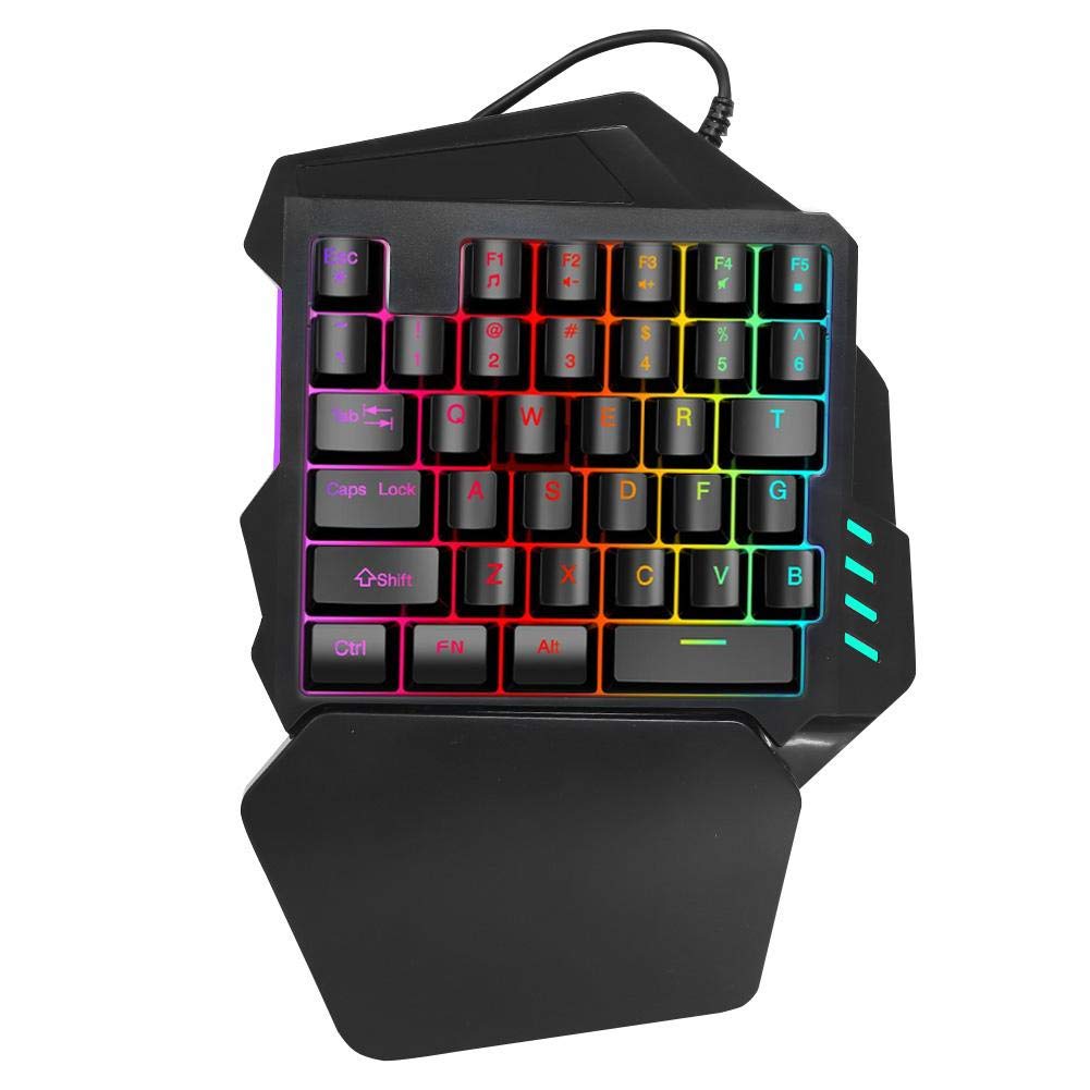 Wireless One-Handed Gaming Keyboard - 2.4G RGB Backlit Mechanical Keyboard with Ergonomic Wrist Rest, 35 Key Compact Design for PUBG, Fortnite, and Mobile Gaming | Perfect for FPS, MMO & Esports Tournaments