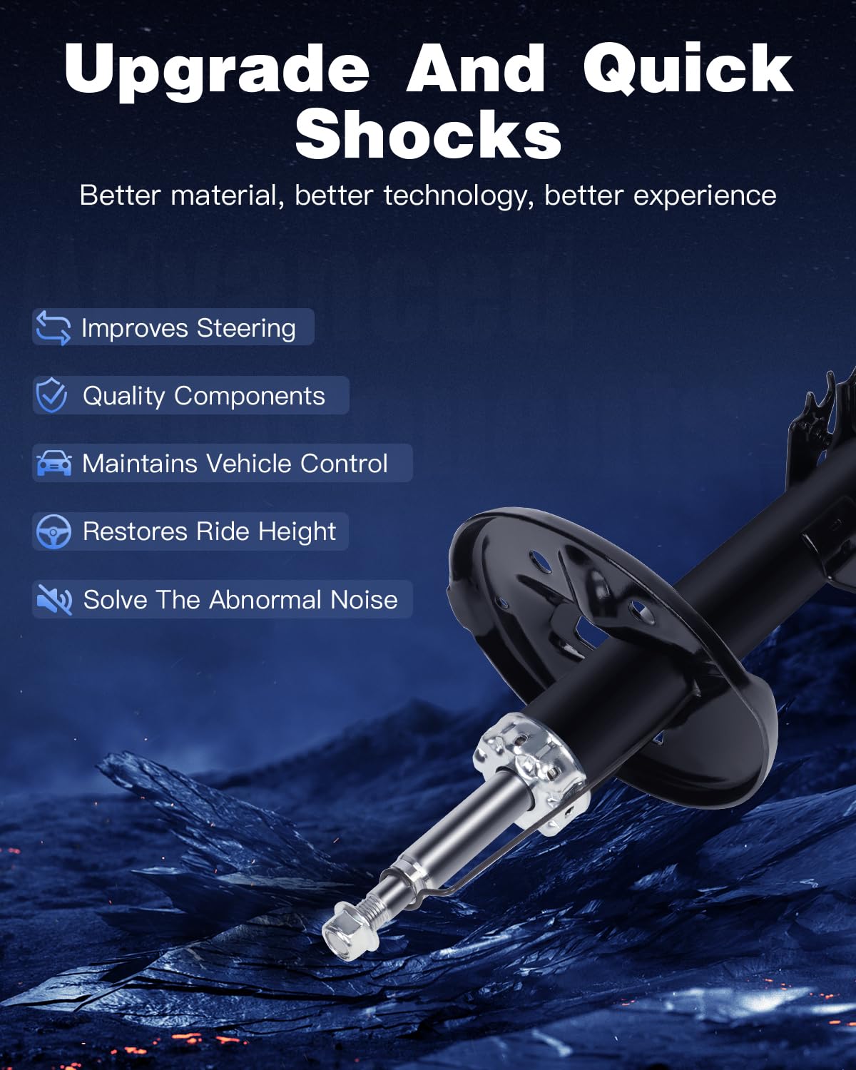High-Performance ECCPP Rear Shock Absorbers for Lexus ES300 (1992-2001), Toyota Avalon (1995-2003), Camry (1992-2001) & Solara (1999-2003) - Gas Struts Set of 2 - Perfect for Smooth Ride & Enhanced Vehicle Stability