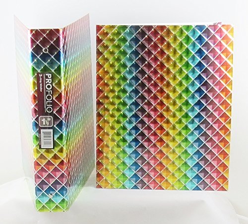 3D Design Binder with 2 Portfolio Folders - Diamond Rainbow Pattern for Artists & Students | Perfect for Sketchbooks, Art Projects & School Presentations