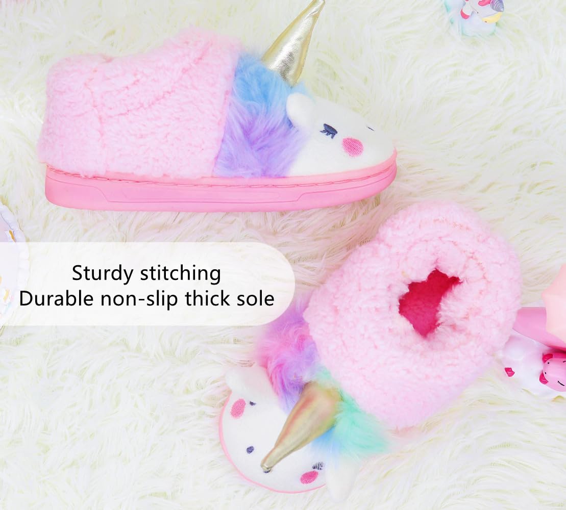 **Adorable Unicorn Slippers for Girls - Soft Plush Toddler & Kids House Shoes with Anti-Slip Sole - Warm Indoor & Outdoor Slippers for Playtime, Bedtime & Cozy Home Wear**