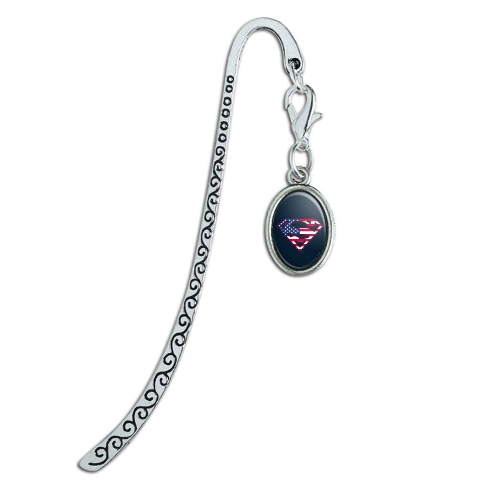 Superman USA American Flag Shield Logo Metal Bookmark - Oval Charm Page Marker for Books, Comics & Gifts - Perfect for Reading, Collecting & Superhero Fans