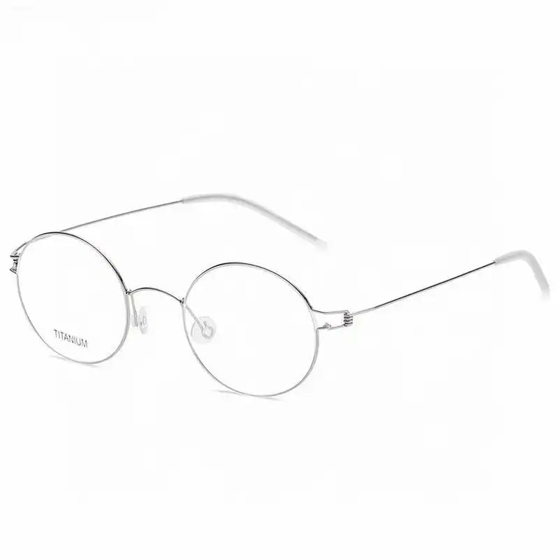Aimee Men's Full Rim Round Screwless Titanium Eyeglasses 2248 - Lightweight & Durable Titanium Frame for Reading, Work & Everyday Use