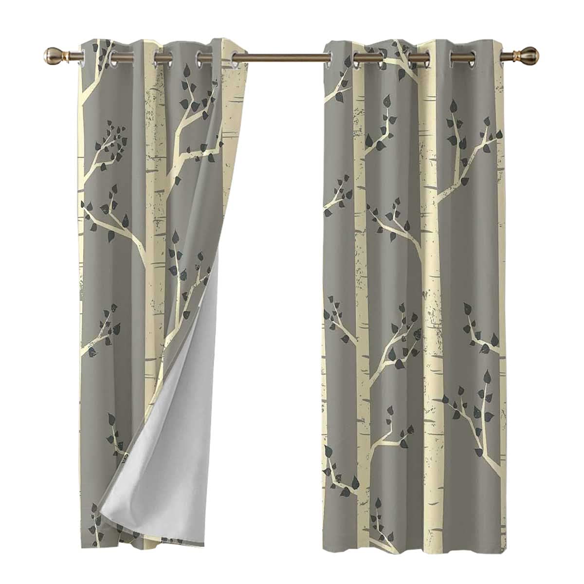 Annery Blackout Curtains 96x84 Inch - Kitchen & Cafe Window Drapes with Birch Tree Design, Nature Inspired Boho Room Darkening Curtains for Bedroom, Living Room & Office Decor