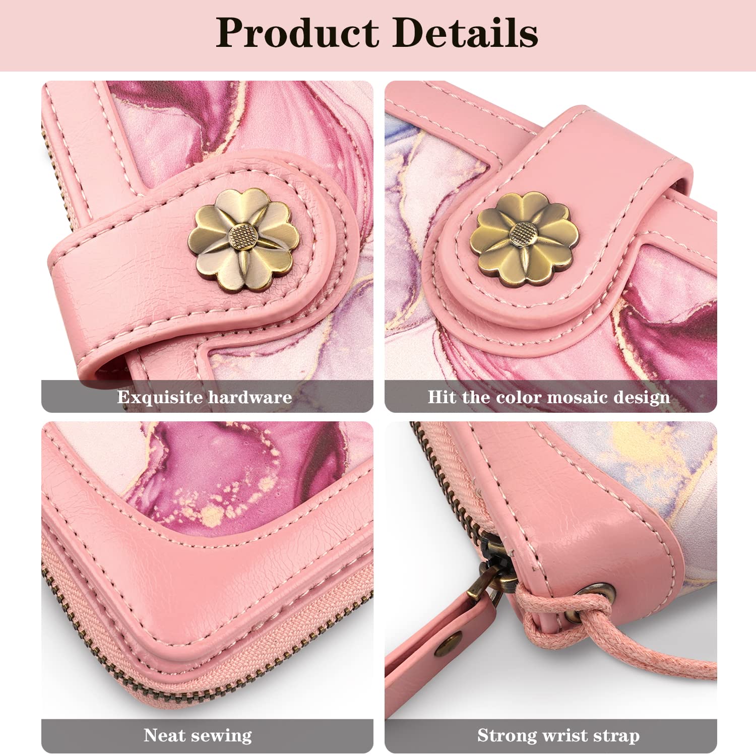 Women's RFID Blocking Leather Wallet with Multi-Card Holder & Wrist Strap - Slim Clutch Purse for Credit Cards, Cash & ID - Perfect for Travel, Shopping & Everyday Use