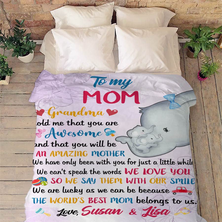 Personalized Mom Name Blanket - Custom Gift for Mother's Day, Birthday from Daughter or Son - Ultra Soft & Cozy Premium Throw - Made in USA - Perfect for Snuggling, Relaxing & Showing Love