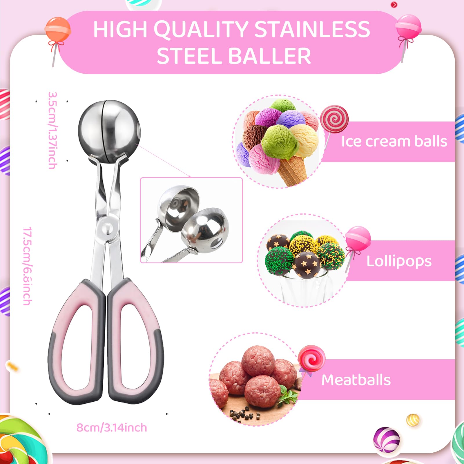 Pink Cake Pop Kit - 100 Cake Pop Sticks, Wrappers & Twist Ties with Scooper & Decorating Pen - DIY Lollipop, Candy, Chocolate & Cookie Making Tools - Perfect for Birthday Parties, Baby Showers & Holiday Treats