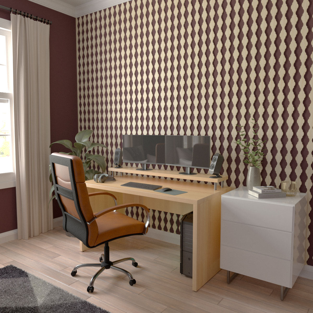 Casablanca Adjustable Wood Slat Wall Kit - DIY Modern Room Divider for Home Office, Bedroom & Living Room Decoration