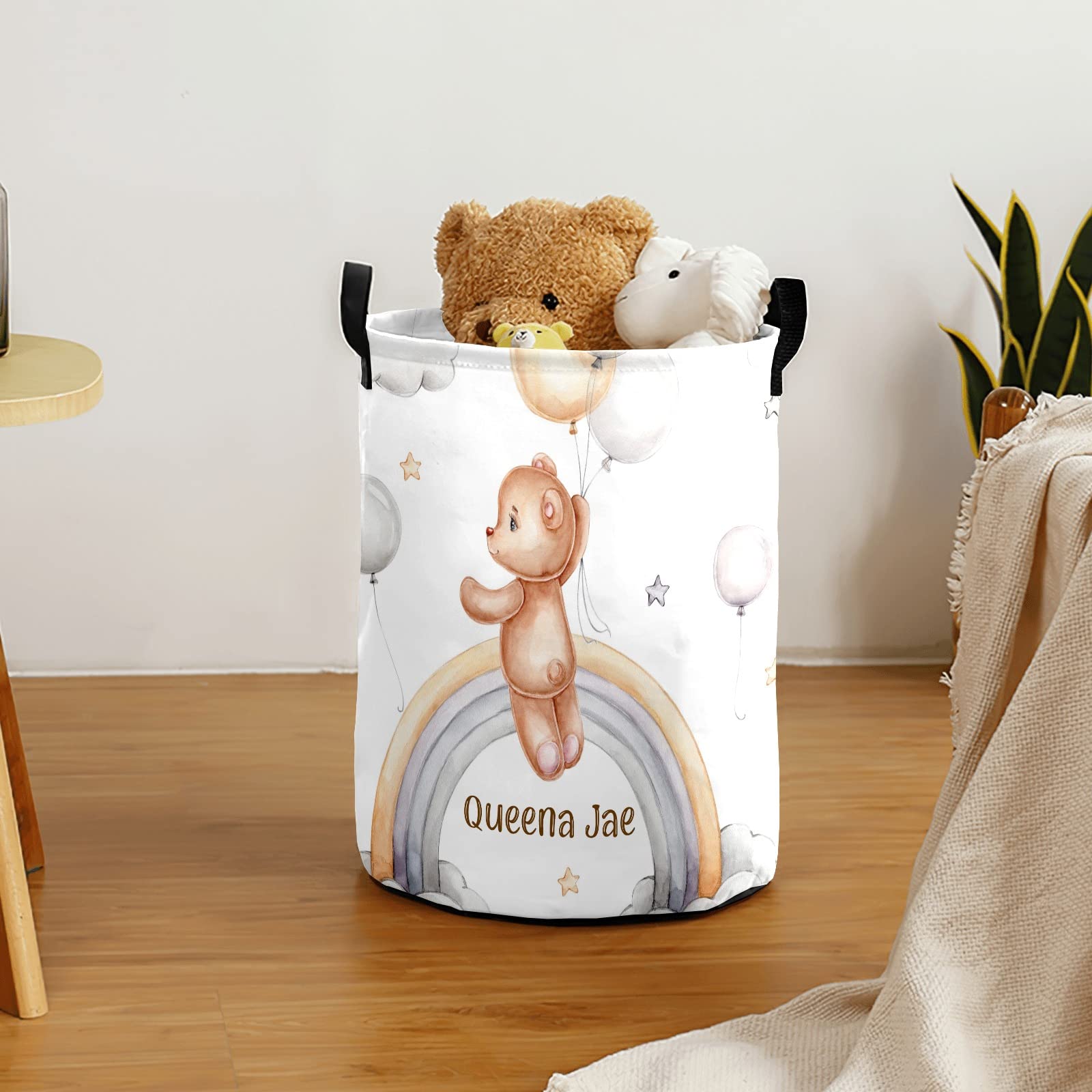 **Rainbow Teddy Bear Balloon Storage Bin - Waterproof Oxford Fabric Laundry Hamper, Toy Organizer, Gift Basket for Bedroom, Nursery & Clothes Storage - Perfect for Kids' Room, Baby Gifts & Home Decor**