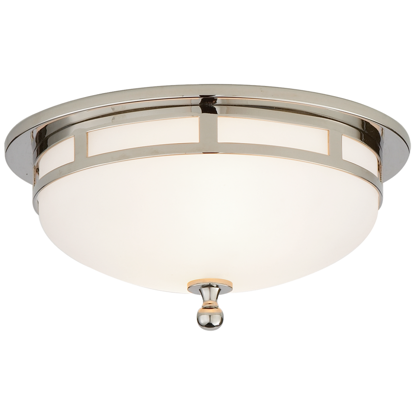 Aperture Small Flush Mount Light Fixture - Polished Nickel with Frosted Glass - Perfect for Bedroom, Bathroom & Hallway Lighting