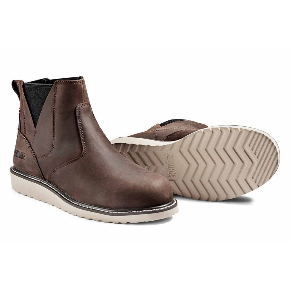 Kodiak Whitton Chelsea Women's Steel Toe Pull On Wedge Work Boots - Comfortable Slip Resistant Safety Shoes for Construction, Warehouse & Outdoor Work (Brown)