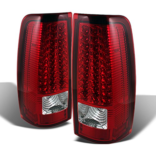 AKKON Red Clear LED Tail Lights Brake Lamps Pair for 2003-2006 Chevy Silverado & 2004-2006 GMC Sierra Pickup Trucks - Enhanced Visibility & Style for Night Driving & Off-Road Adventures