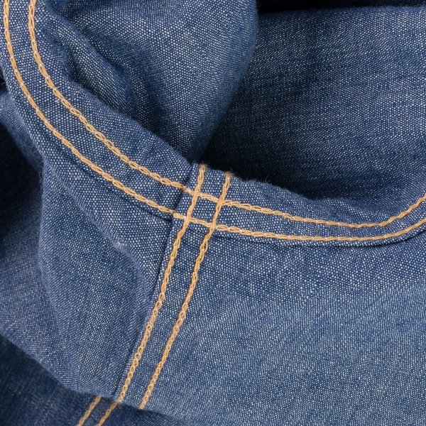Iron Heart IHSH-13 10oz Selvedge Chambray Western Shirt - Premium Denim Work Shirt for Men in Classic Blue | Ranch Work, Casual Wear & Outdoor Adventures