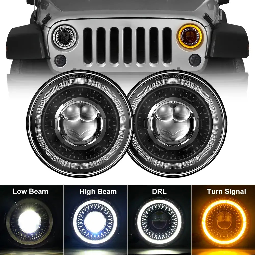 7 Inch LED Dragon Eyes Headlights - Compatible with Jeep, Chevy, Ford, GMC, Dodge & More | High-Intensity Off-Road Lighting for Trucks & SUVs | Perfect for Night Driving & Off-Road Adventures