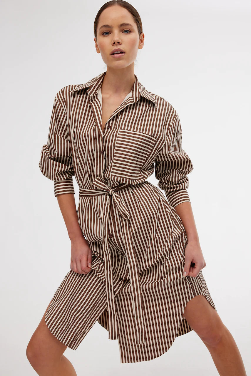 BILLY SHIRT DRESS for Women - Persian/Clay Color - Casual Long Sleeve Button Down Tunic Dress for Work, Office, and Everyday Wear