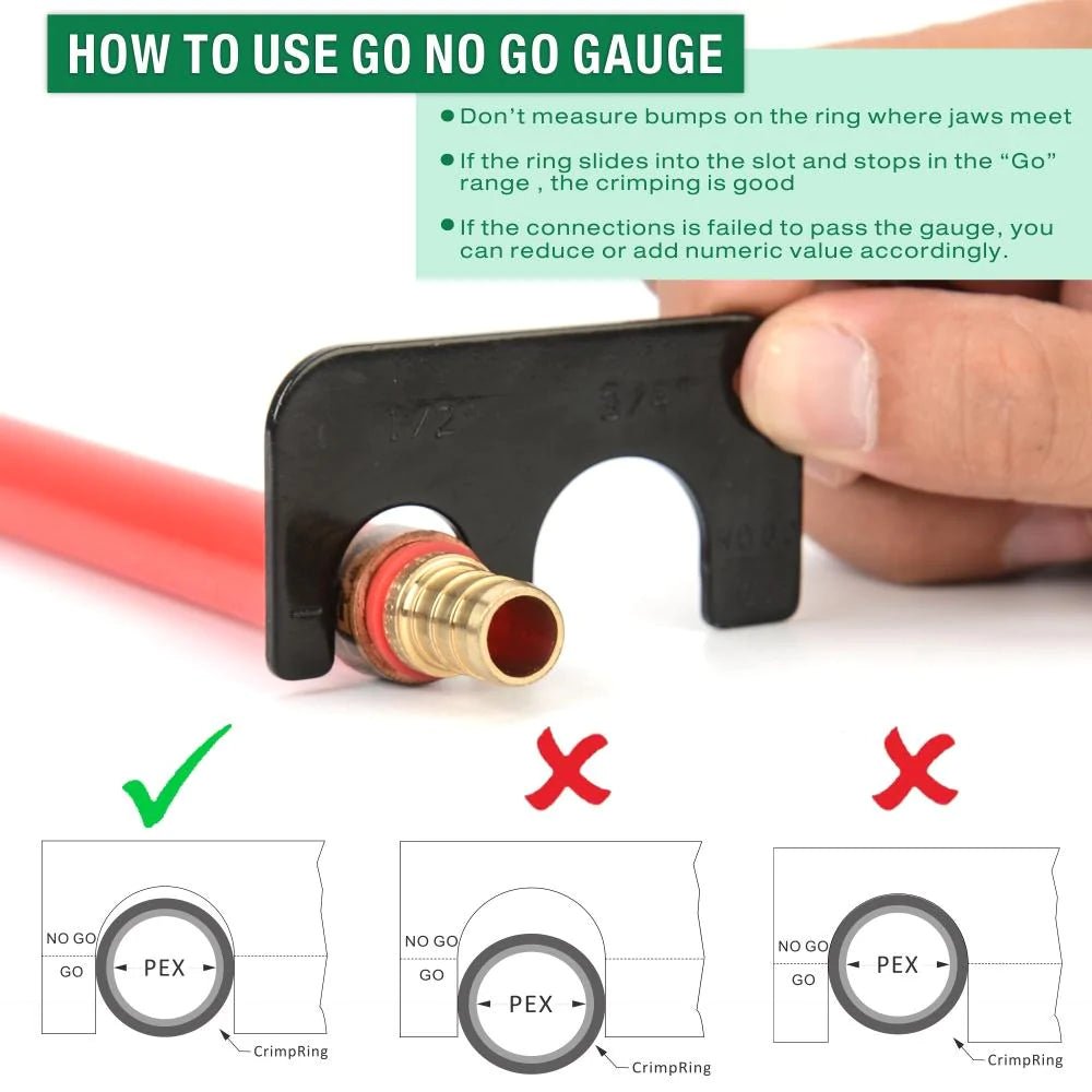 Angled Head PEX Pipe Crimping Tool for 1/2 inch Copper PEX Crimp Rings - Meets All US F1807 Standards - Perfect for Plumbing, HVAC, and Water Supply Installations