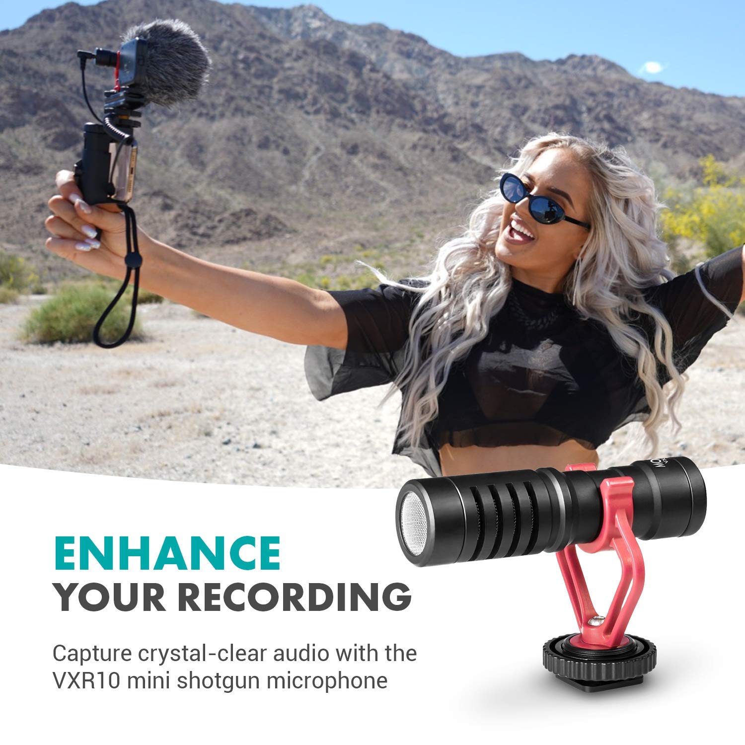 MOVO VXR10 Shotgun Microphone Kit - Professional Smartphone Video Kit with Shotgun Mic, Phone Grip, Tripod & LED Light for iPhone, Android, DSLR Cameras - Perfect for Vlogging, YouTube, Live Streaming & Content Creation