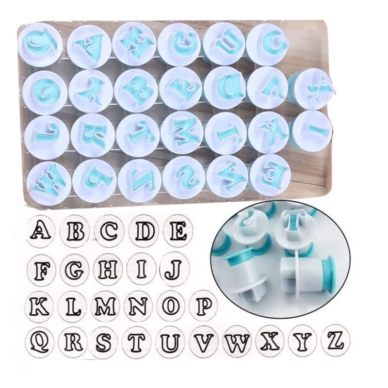 1 Set of Fondant Letters & Letter Cutter - Professional Cake Decorating Tools, Cookie Markers, DIY Baking Accessories (Uppercase) - Perfect for Birthday Cakes, Wedding Cakes, and Cookie Decorating