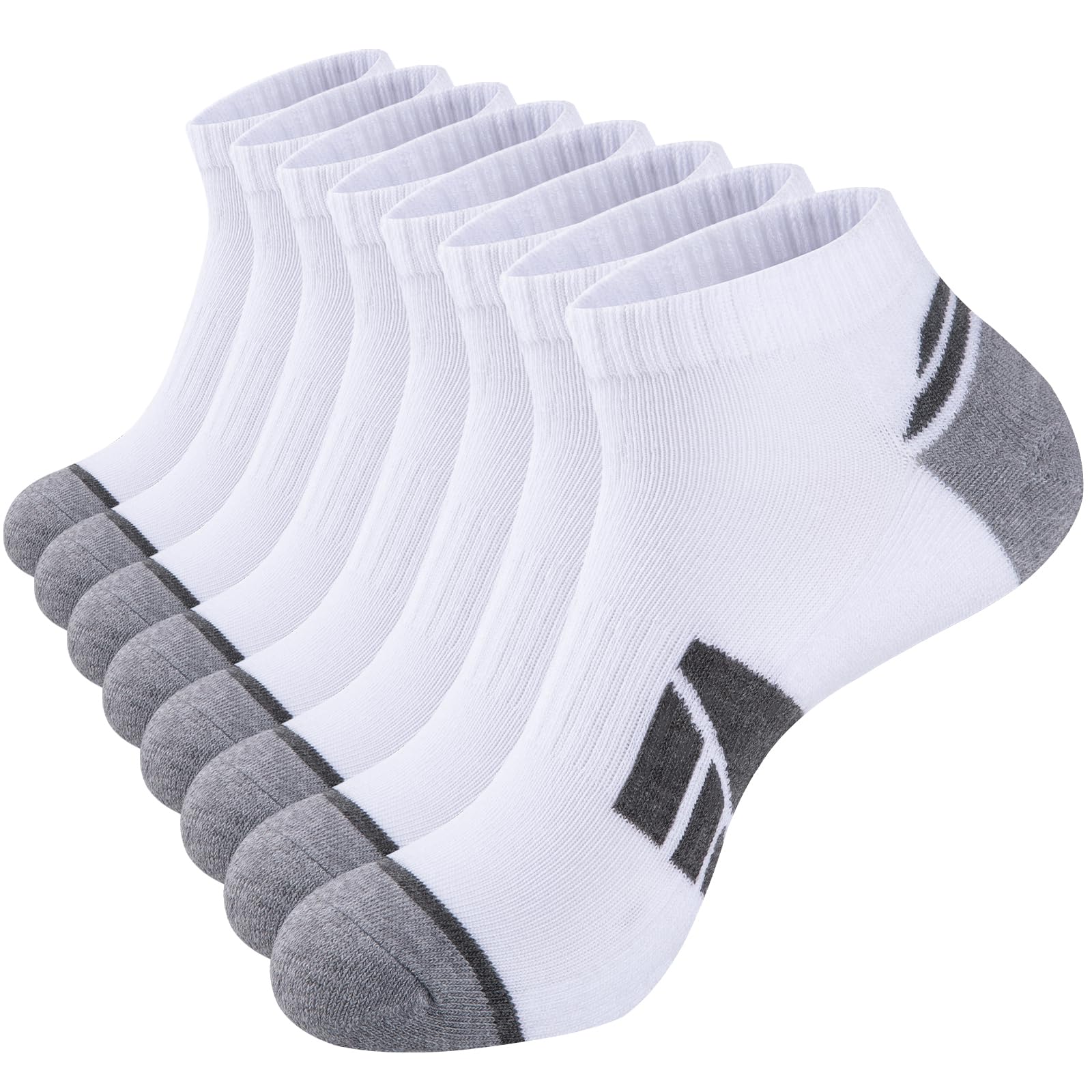Eallco 8 Pairs Men's Breathable Ankle Socks - Low Cut Athletic Socks for Men Size 10-13 - Perfect for Running, Gym & Casual Wear