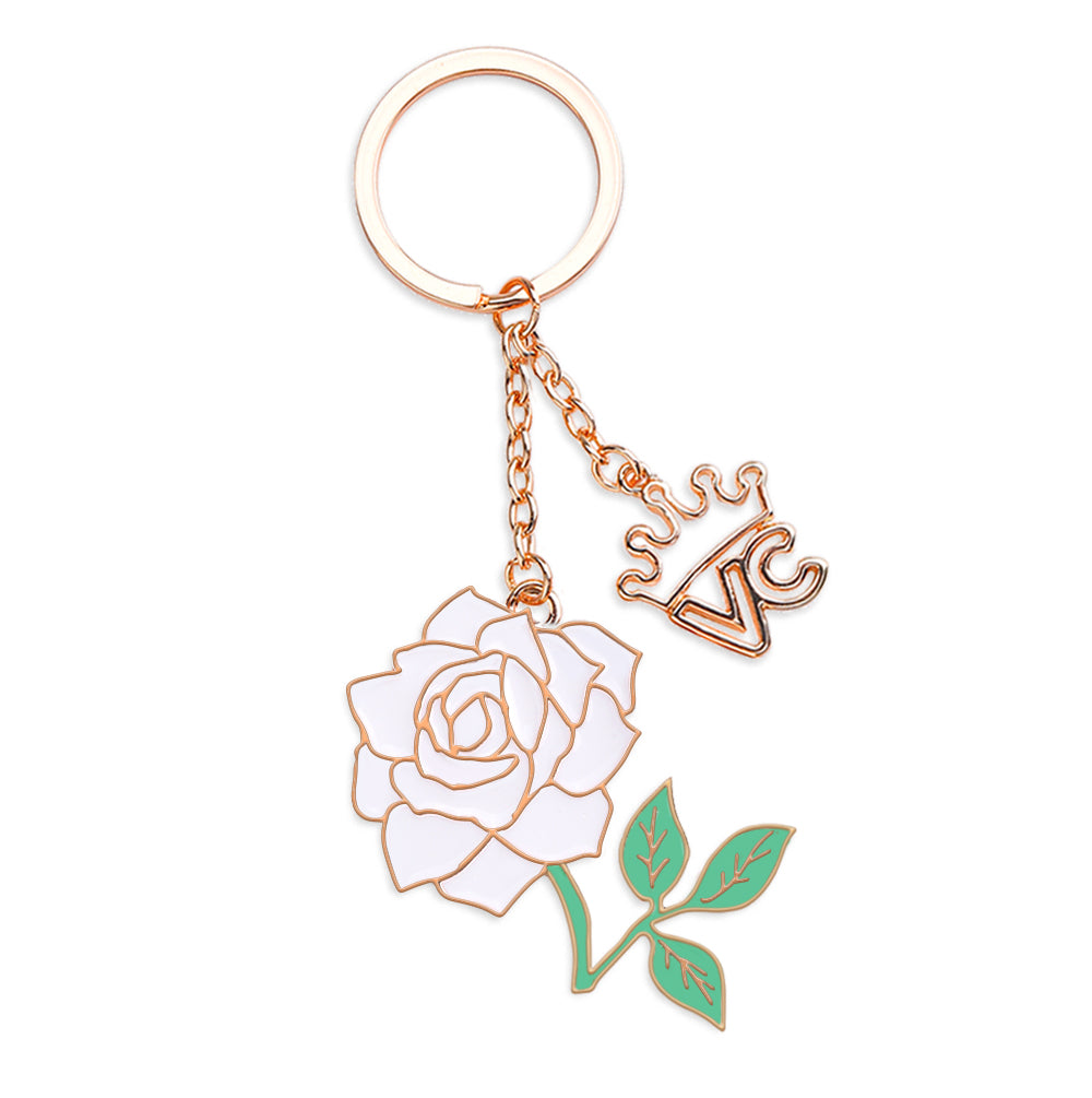 Elegant White Rose Keychain - Stylish Floral Keyring for Women & Girls - Perfect Gift for Birthdays, Anniversaries & Special Occasions - Great for Purse, Backpack & Key Organization