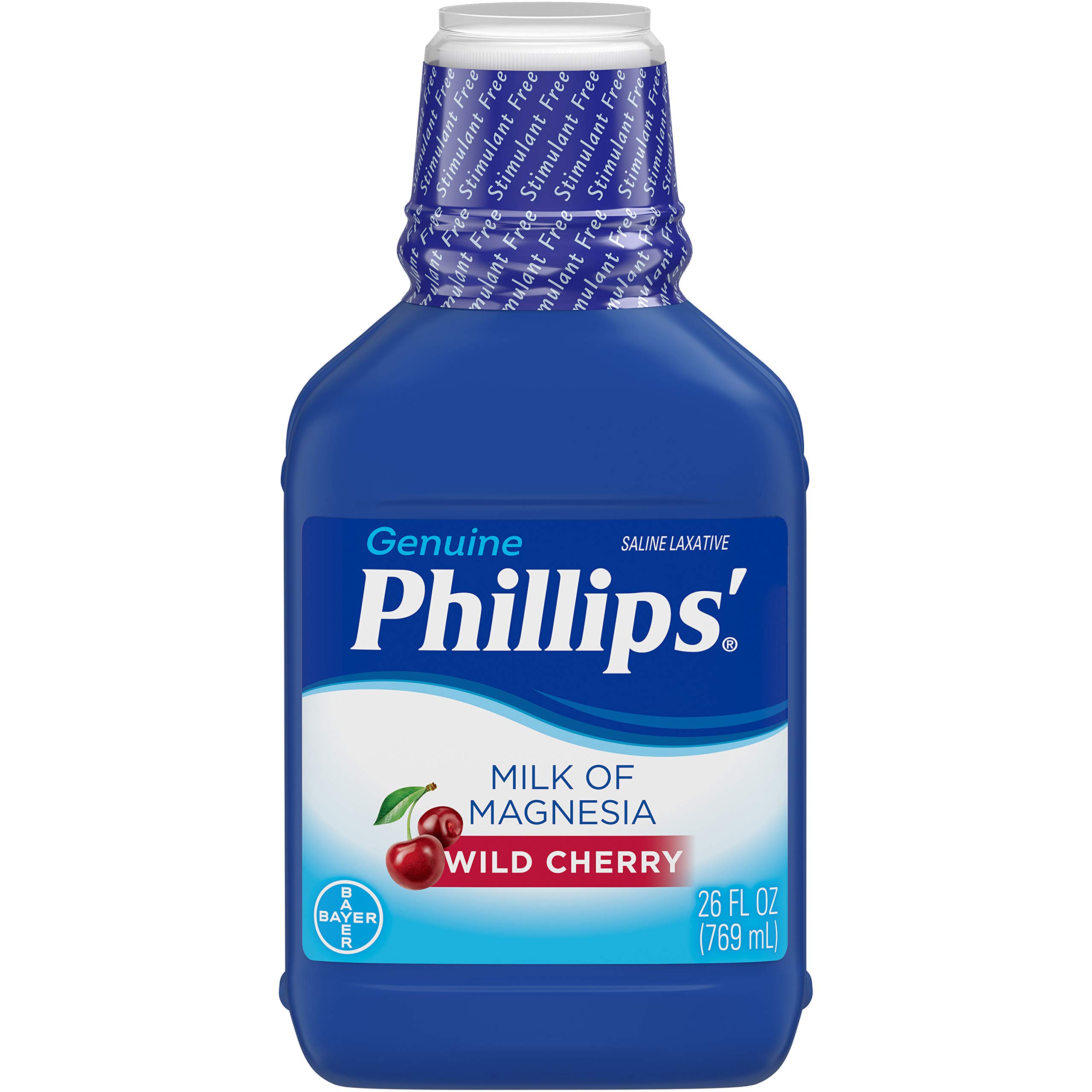 Phillips' Wild Cherry Milk of Magnesia Liquid - 26 Fl Oz (Pack of 2) | Fast-Acting Laxative & Antacid Relief | Perfect for Heartburn, Upset Stomach & Occasional Constipation