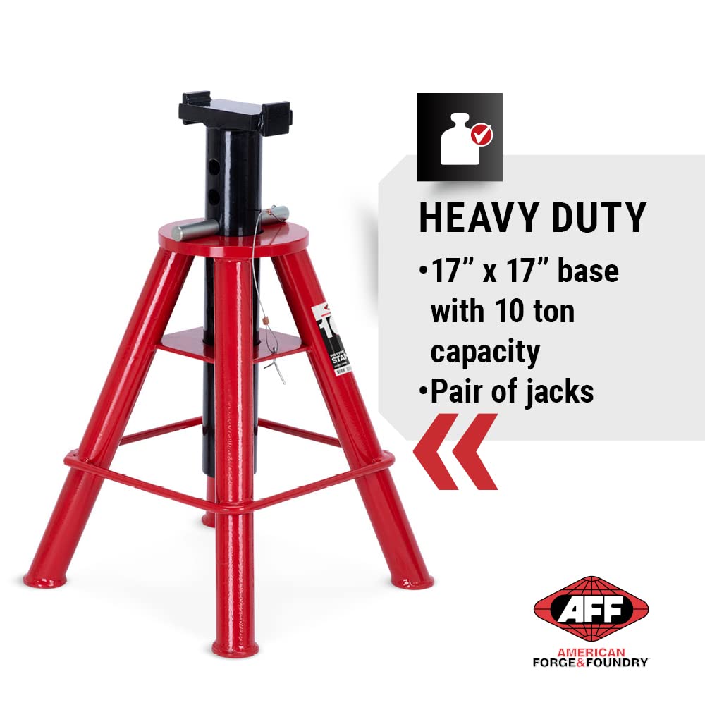 10 Ton Heavy Duty Jack Stand Set for Trucks & Equipment - 2 Adjustable Height Options - Vehicle Lift Support for Auto Repair, Construction & Industrial Maintenance - Ideal for Garage, Workshop and DIY Projects