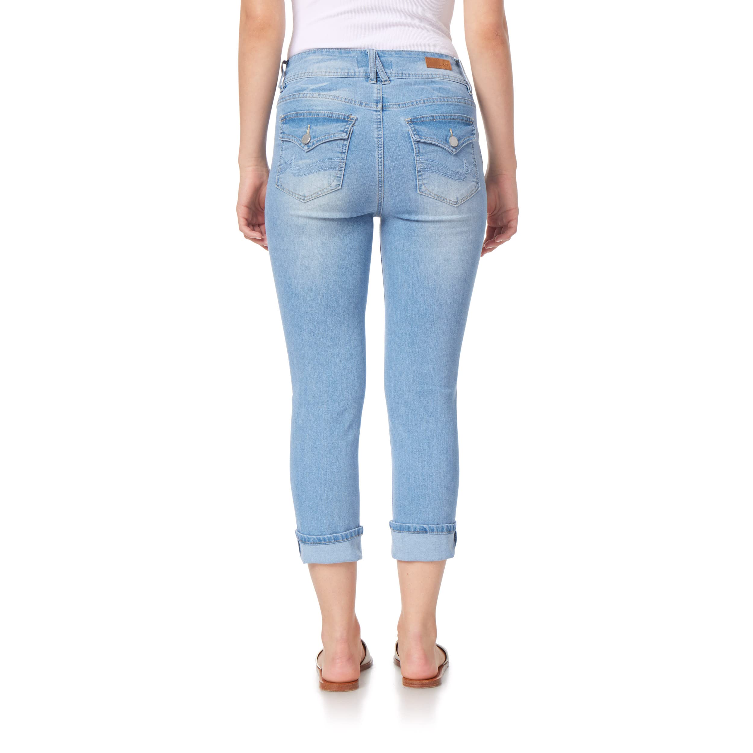 Angels Forever Young Women's Curvy High-Waisted Crop Jeans - Stretchy Denim Pants for Casual Outfits & Date Nights