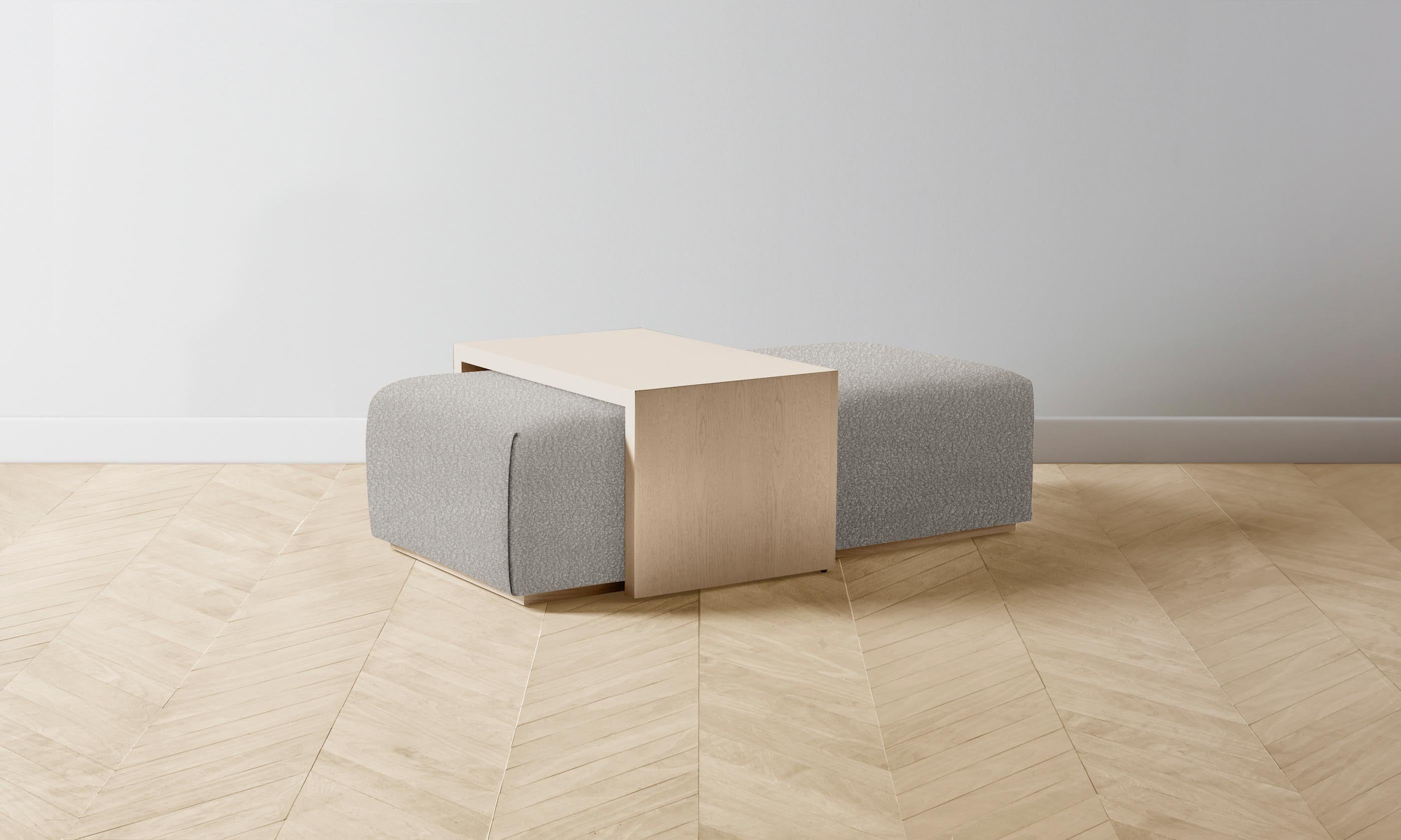 The Bowery Ottoman - Italian Bouclé Fossil Upholstered Footstool | Modern Living Room Accent Piece for Cozy Home Decor