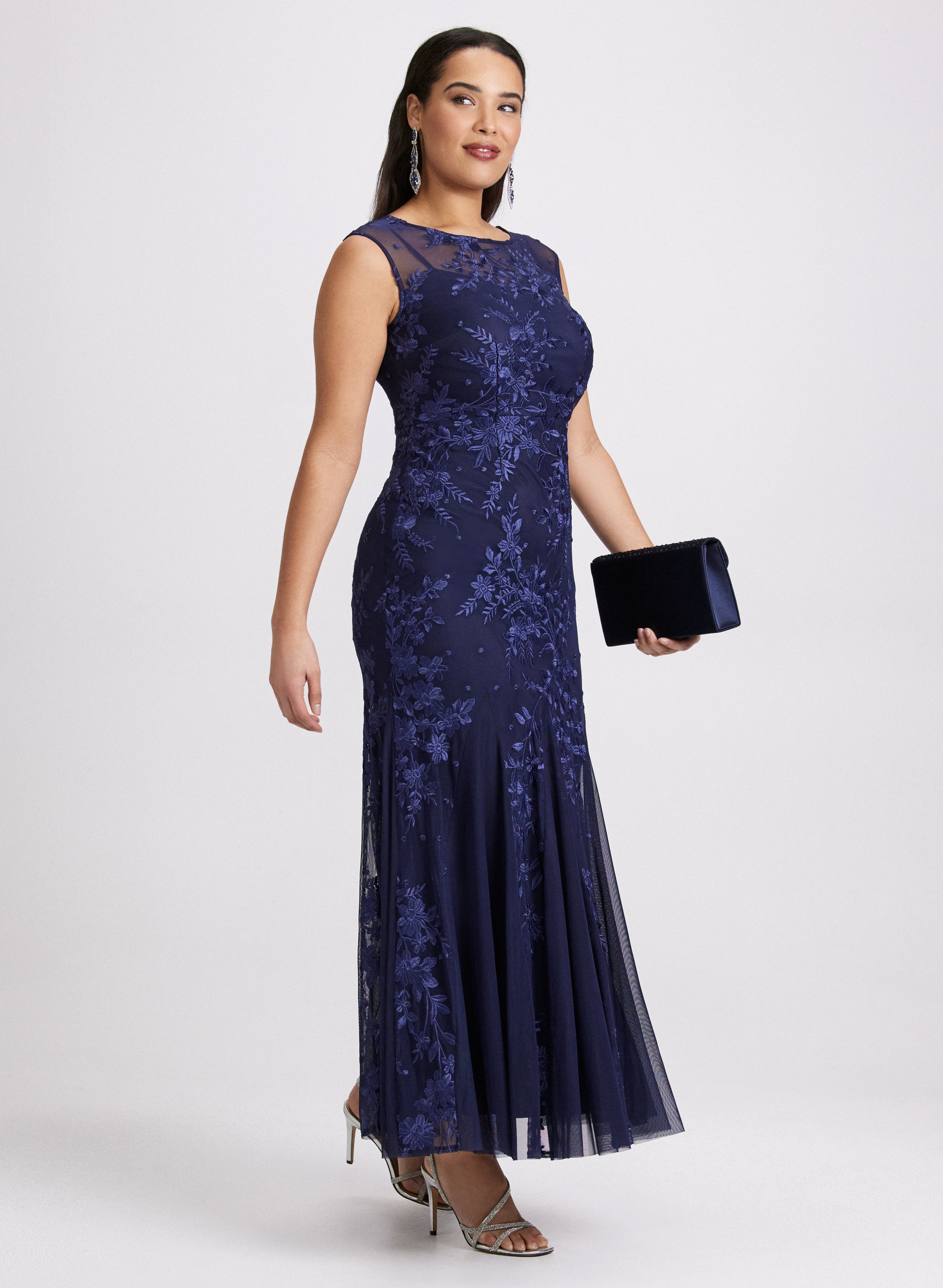 Floral Embroidered Tulle Dress for Women - Elegant Spring Summer Wedding Party Gown - Perfect for Bridal Shower, Garden Party & Special Occasions