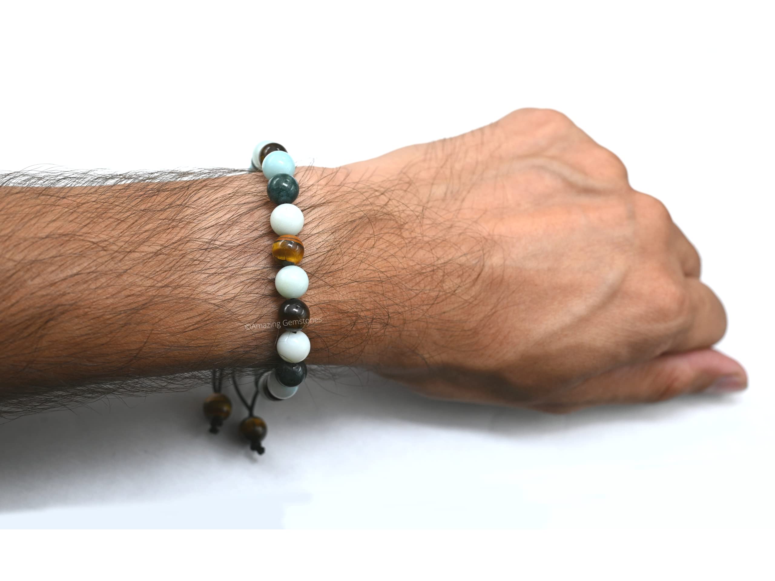 Virgo Zodiac Crystal Bracelet for Women & Men - Amazonite Moss Agate Tiger Eye Healing Bracelet with Adjustable String, Anxiety Relief & Stress Reduction Birthstone Jewelry Gift | Perfect for Meditation, Yoga & Spiritual Healing