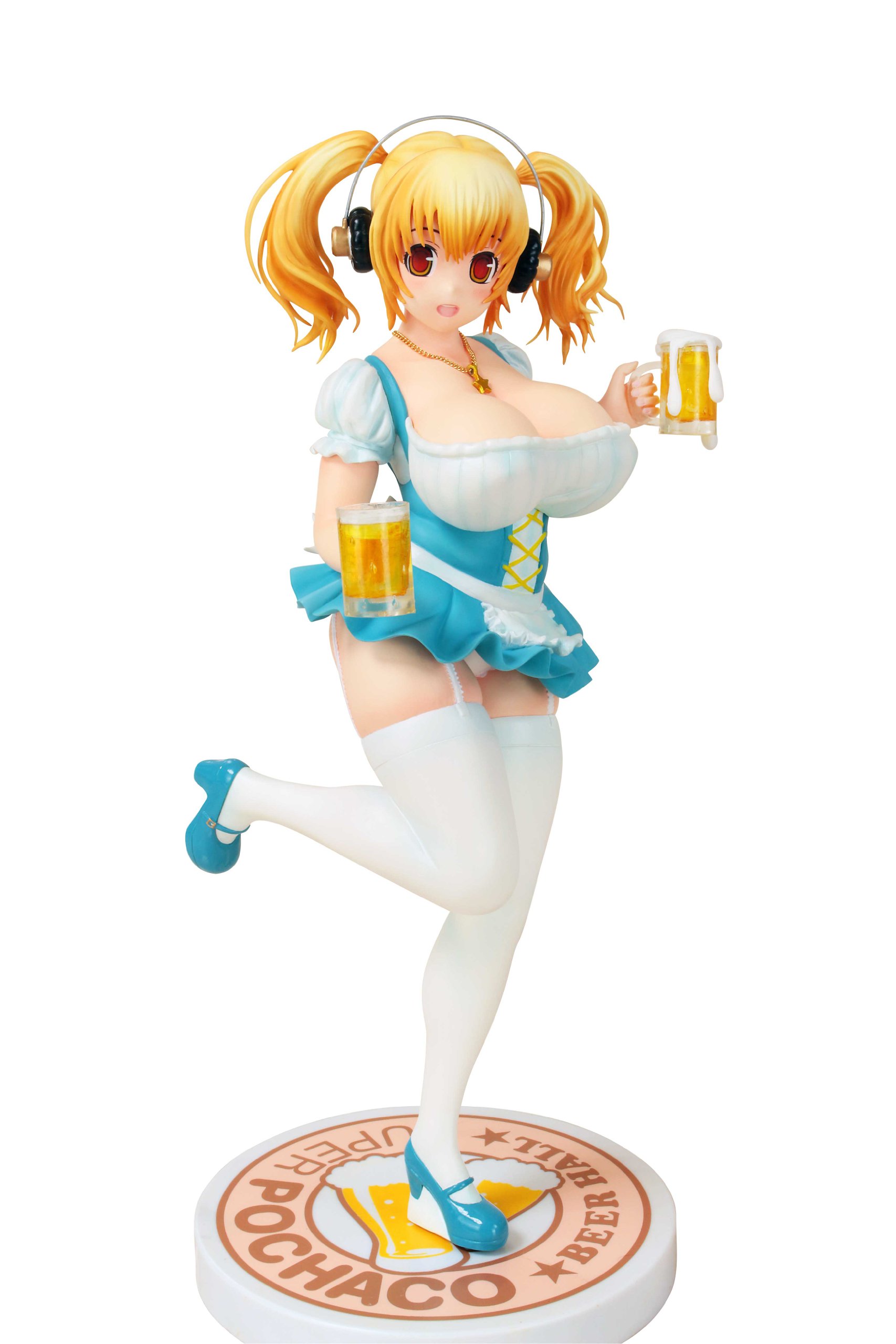 Aplus Nitro Super Sonic: Super Pochaco Beer Girl PVC Figure (1:6 Scale) - Anime Collectible for Display & Gaming Room Decor