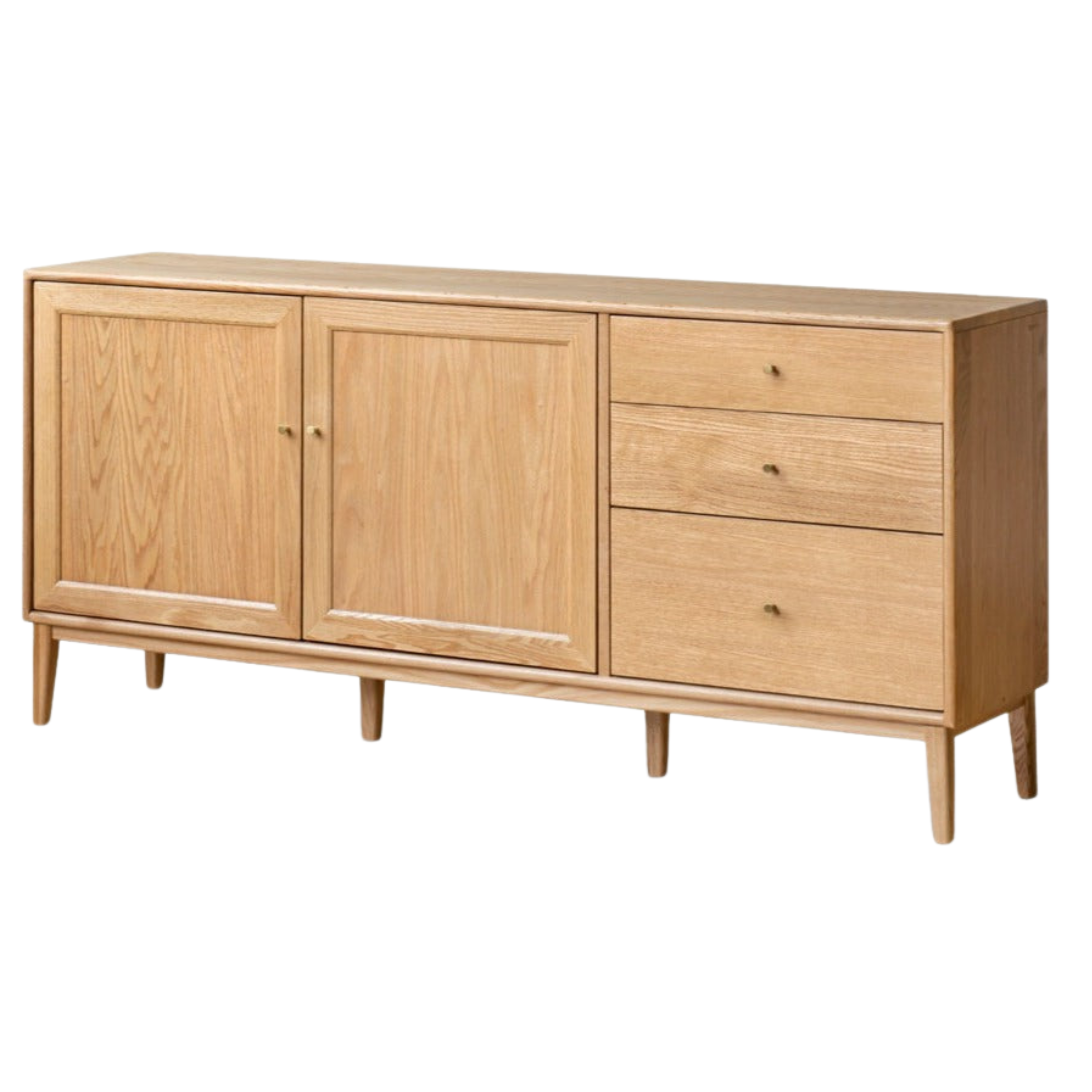 Solid Oak Wood Sideboard Buffet Cabinet - Rustic Dining Room Storage for Dishes, Linens & Entertaining Essentials