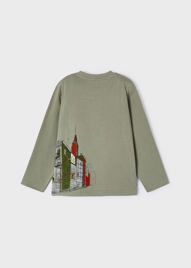 Boys Long Sleeve Shirt - Soft Cotton Thyme Green Top for Kids | School, Playdates & Casual Outfits