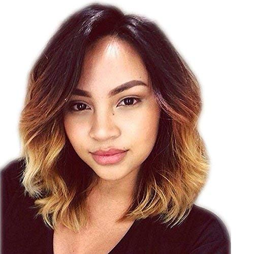 Brazilian Human Hair Lace Front Wigs - Short Bob Ombre Body Wave Wigs for Black Women | Natural Look for Everyday Wear & Special Occasions
