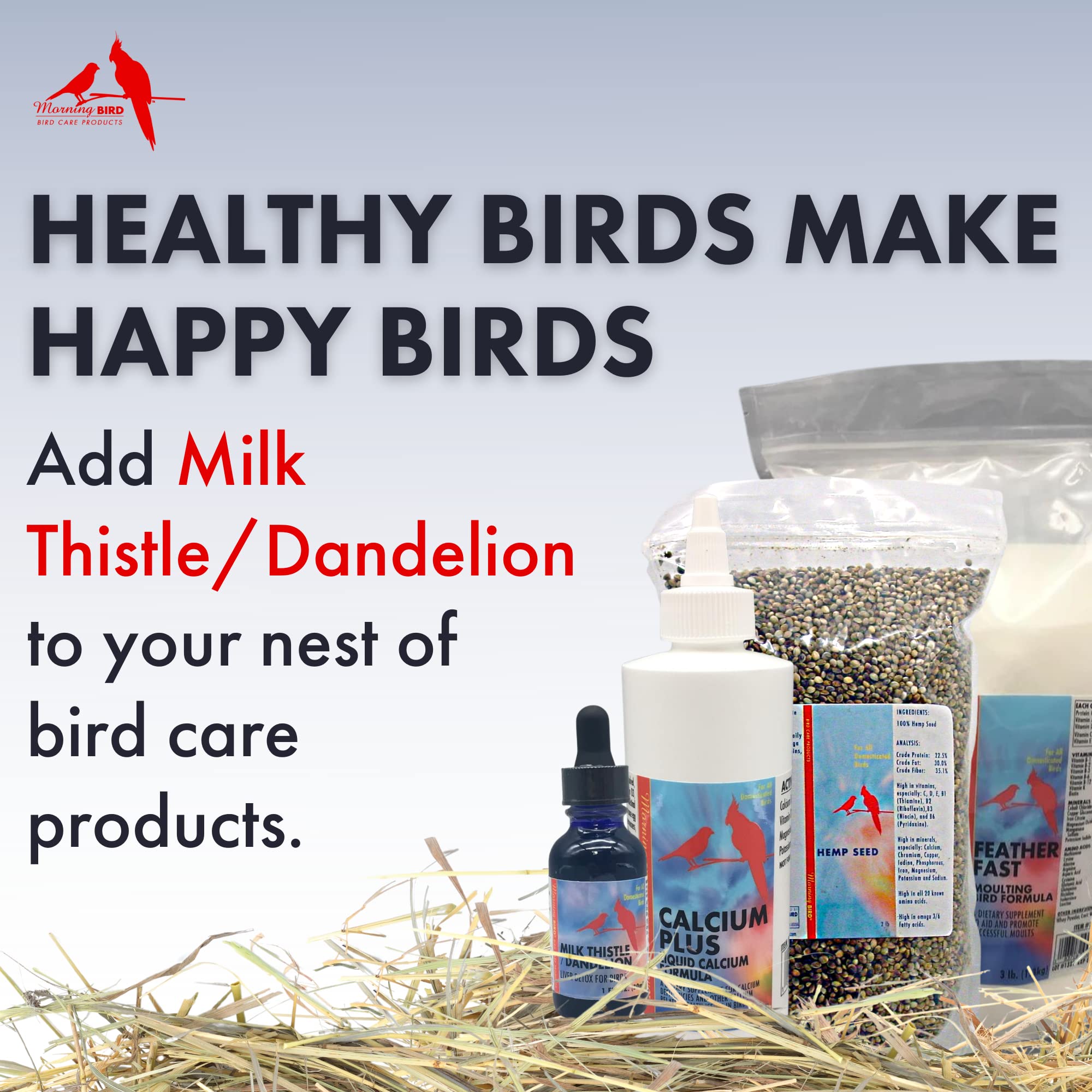 Organic Milk Thistle & Dandelion Extract for Birds - Liver Support & Detox Supplement - 2 fl oz - Promotes Avian Health for Parrots, Canaries & All Bird Species - Ideal for Daily Wellness & Feather Care