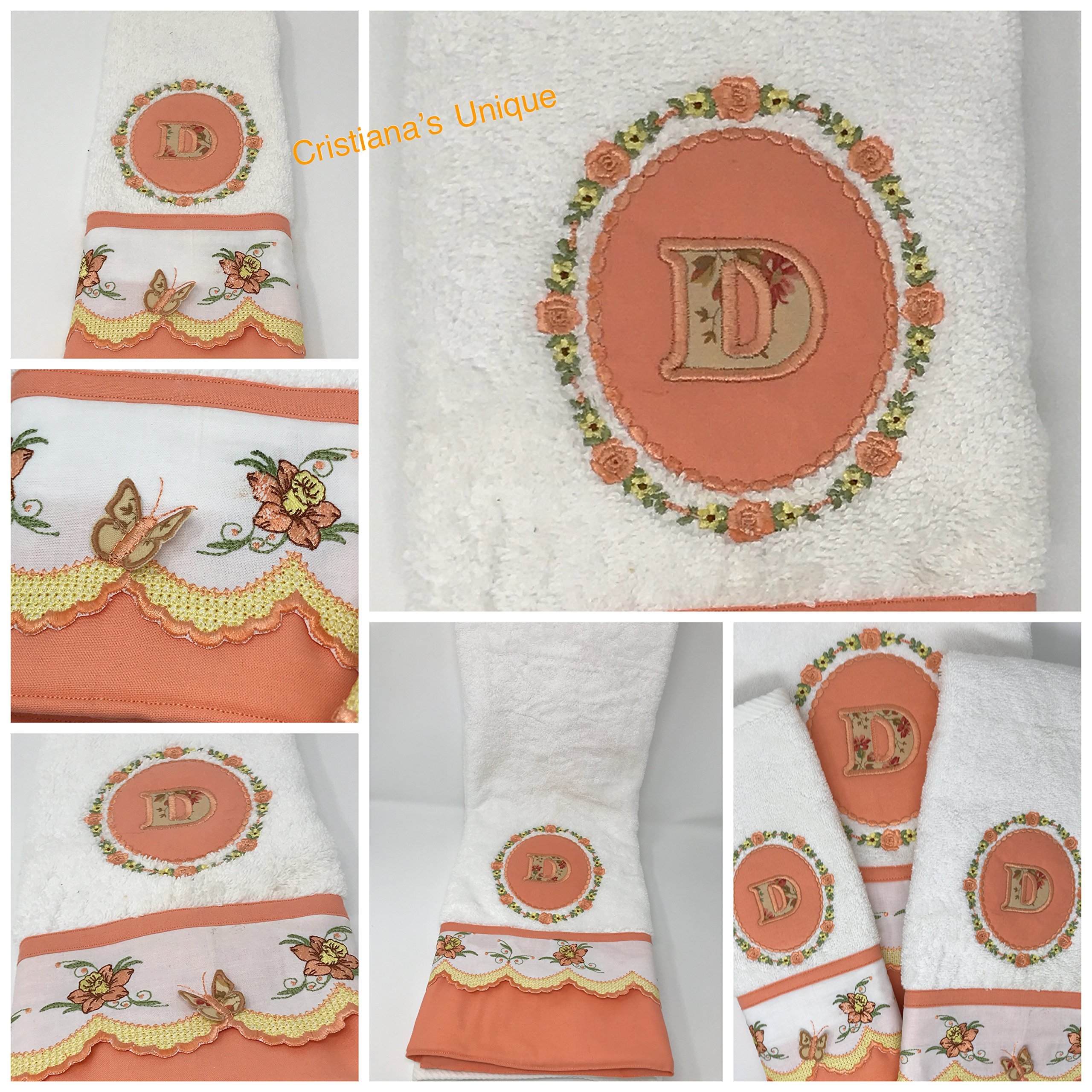 Luxury Monogrammed Bath Towel Set - 3 Piece Soft & Absorbent Cotton Towels for Spa, Bathroom & Beach - Personalized Gift for Her & Him