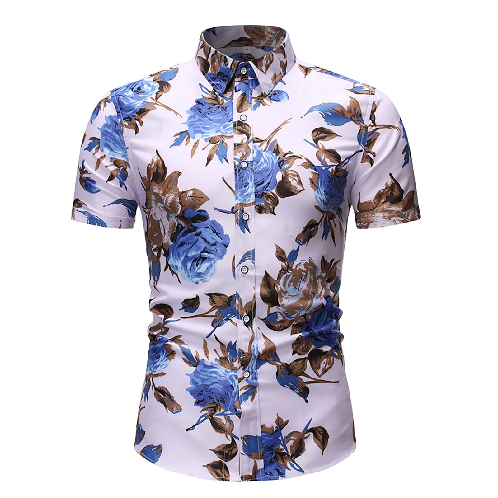 Men's 2-Piece Summer Beach Outfit - Printed Short Sleeve Shirt & Shorts Set | Casual Vacation Wear, Homecoming Suits & Gold Party Attire
