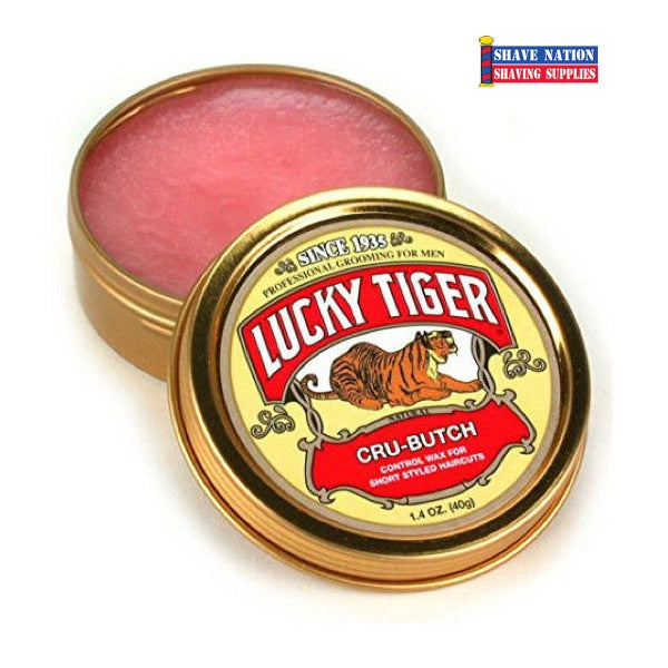 Lucky Tiger Cru Butch Hair Wax for Men - Strong Hold Styling Pomade in Travel Tin - Perfect for Travel, Work & Special Events