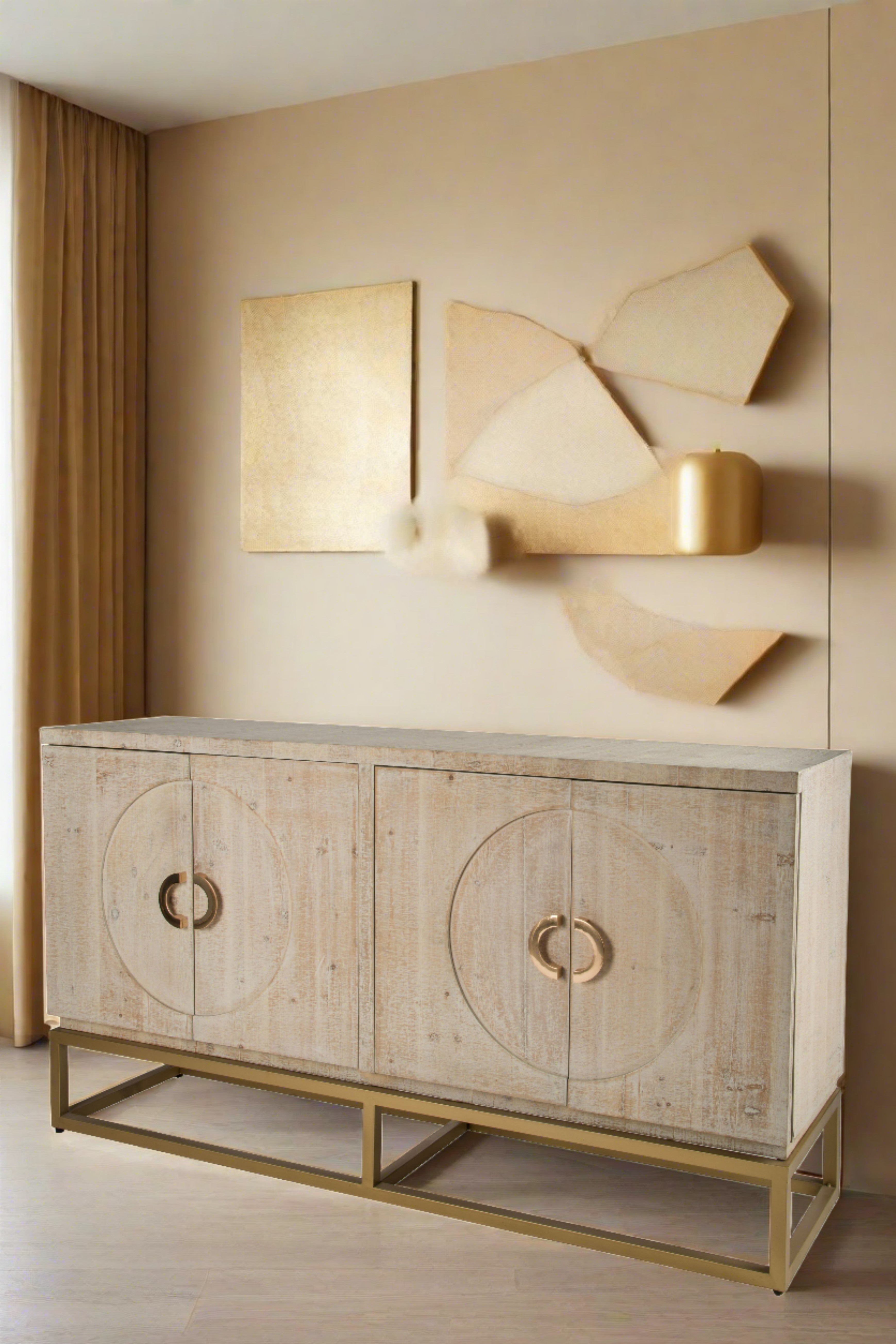Modern Toretto Sideboard with Gold Legs - Stylish Buffet Cabinet for Dining Room, Living Room & Entryway Storage