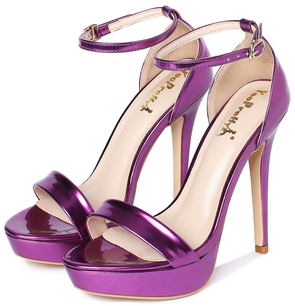 YooPrettyz Women's Metallic Ankle Strap Platform High Heel Dress Sandals - Elegant Party Shoes for Weddings, Prom, Evening Events & Night Out