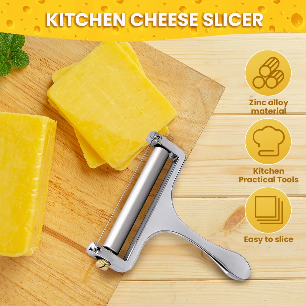 2025 Premium Stainless Steel Cheese Slicer - Handheld Cheese Cutter for Block Cheese, Kitchen Slicing Tool - Perfect for Charcuterie Boards, Wine Pairings & Gourmet Cooking (1PC)