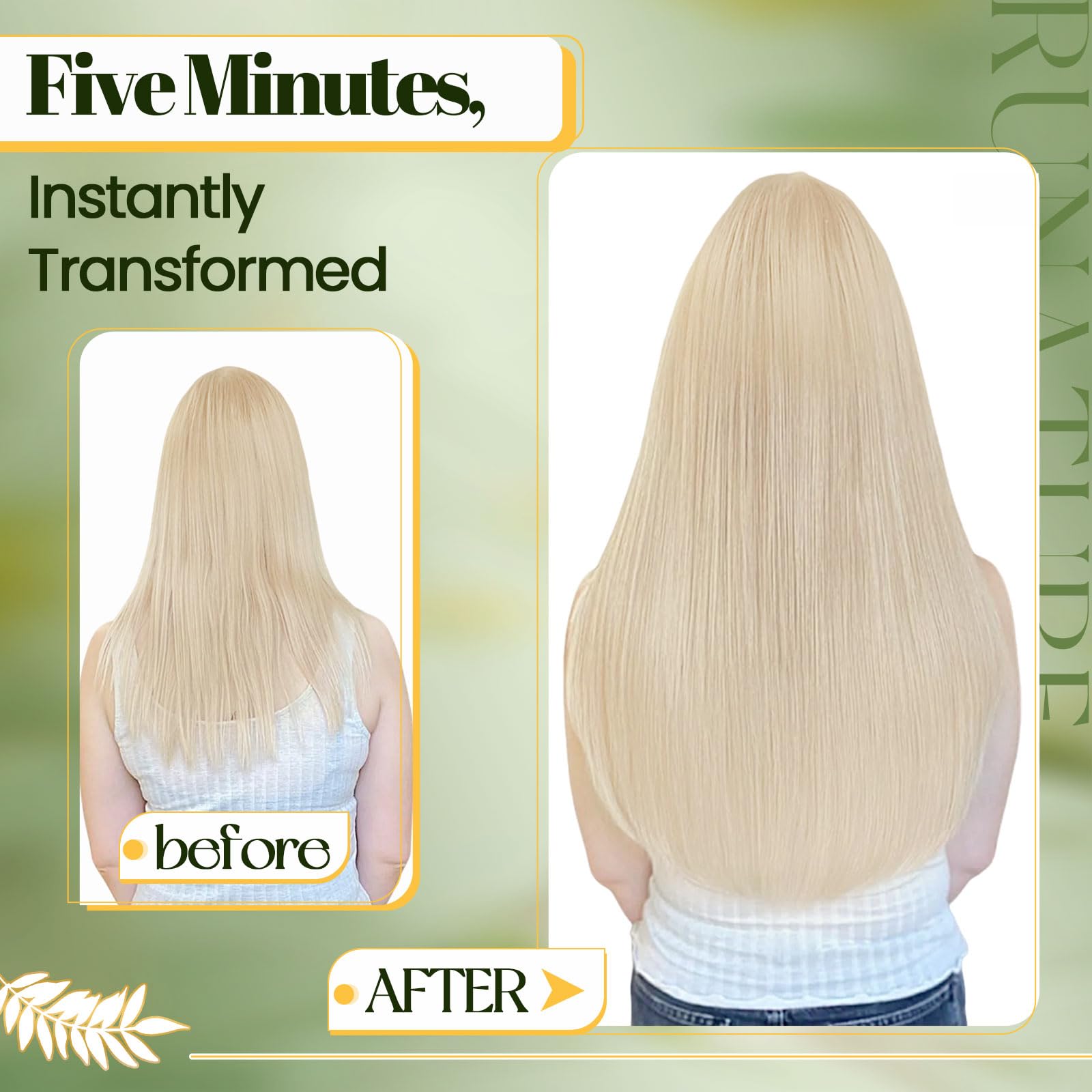 RUNATURE Clip in Hair Extensions 18 Inch - 7pcs 120g Real Human Remy Hair, Platinum Blonde, Double Weft Thick Hair Extensions for Women (Can Be Dyed) - Perfect for Parties, Weddings & Daily Styling