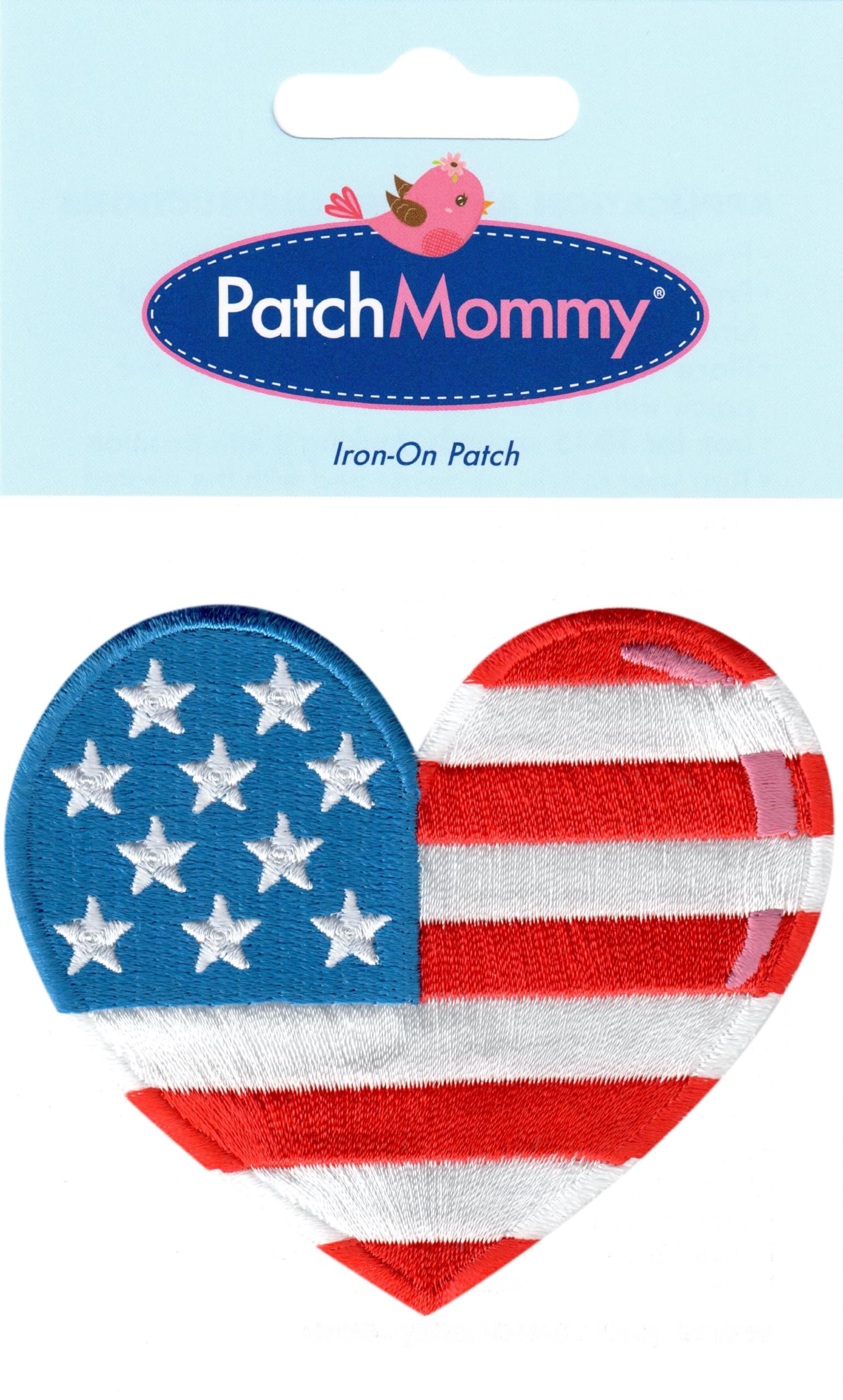 American Flag Heart Patch - Iron On or Sew On Applique for Kids & Baby - Patriotic DIY Crafts for Clothing, Backpacks & Accessories