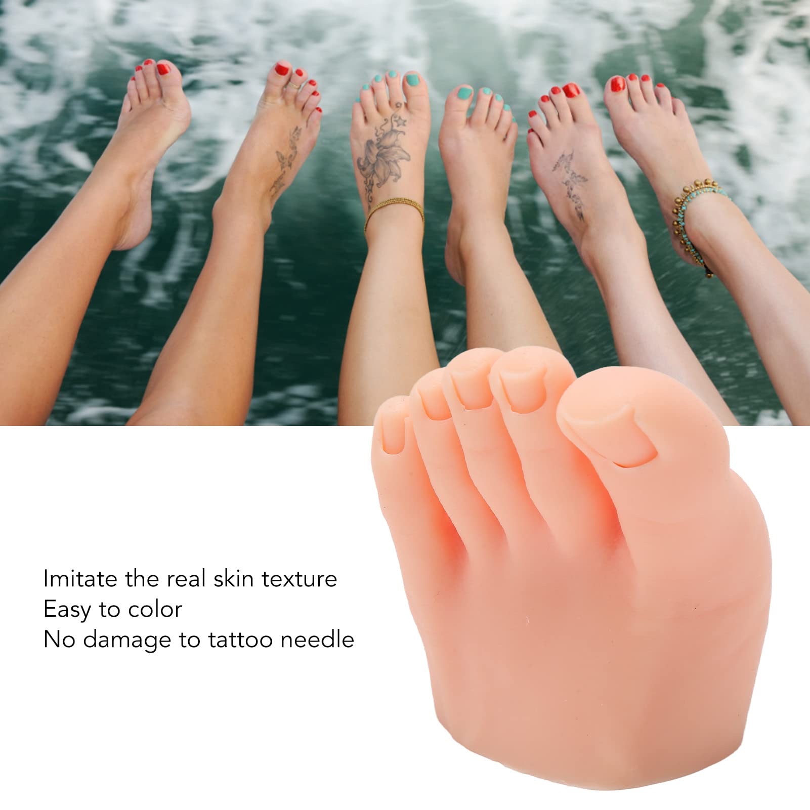 Professional Soft Silicone Prosthetic Foot Model for Nail Art Training - Flexible Practice Foot for Manicurists (Left Foot, Light Skin Tone) | Perfect for Salon Practice, Nail Tech School & Home Use
