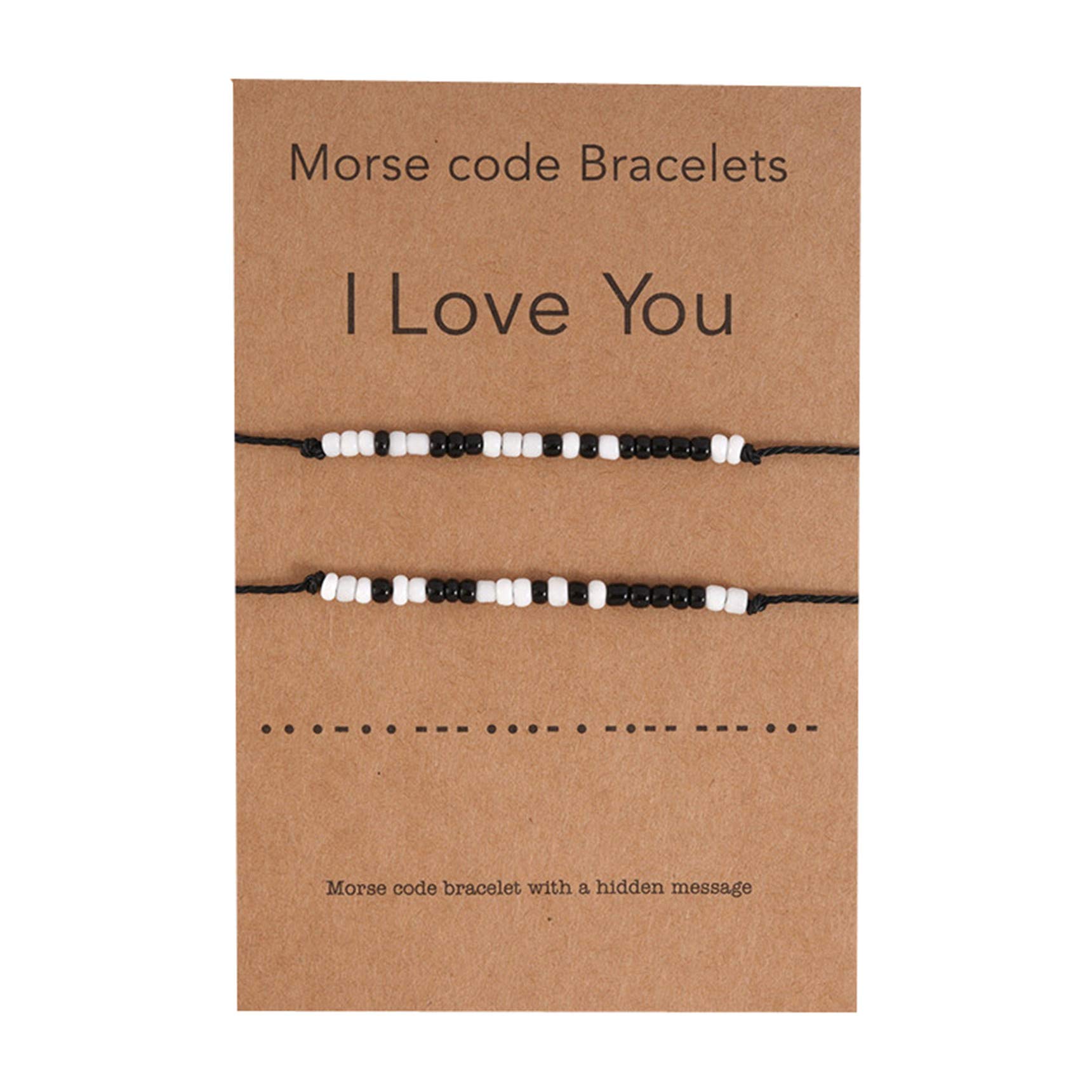 Graduation Gifts for Women 2024 - 2pcs Handmade Letter Bead Couple Bracelets, Woven Card Bracelet Set for Boyfriend & Girlfriend - Perfect for Anniversary, Valentine's Day & Special Occasions