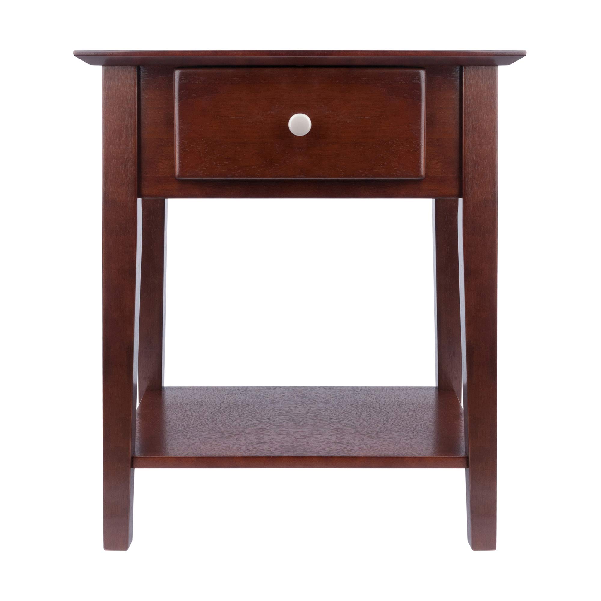 Winsome Wood Shaker Night Stand with Antique Walnut Finish - Bedside Table for Bedroom, Living Room & Guest Room - Compact & Stylish End Table with Storage Shelf