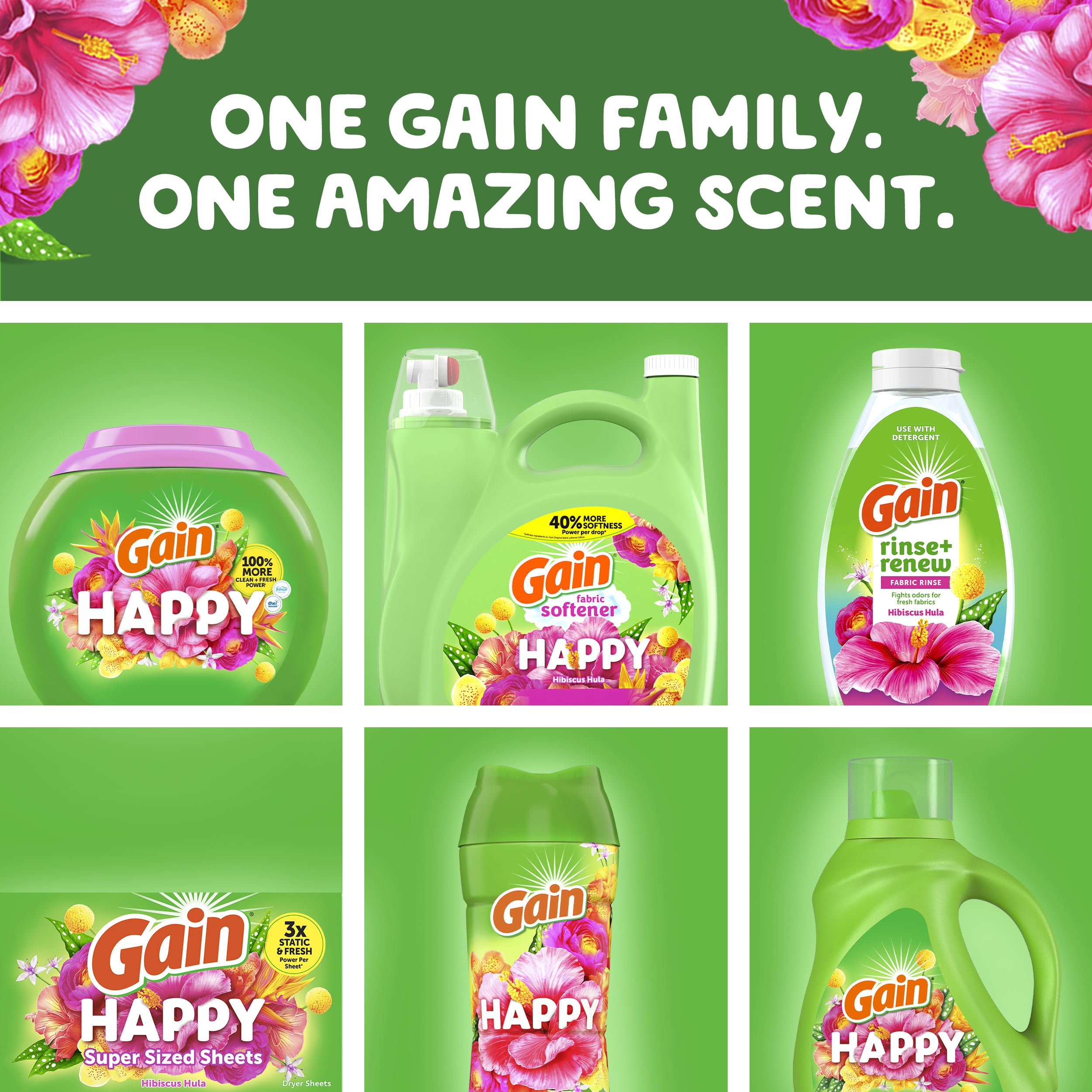 Gain Liquid Fabric Softener & Conditioner - Happy Scent, 127 Fl Oz (188 Loads) - Softens Clothes & Reduces Static for Laundry, Bedding & Towels