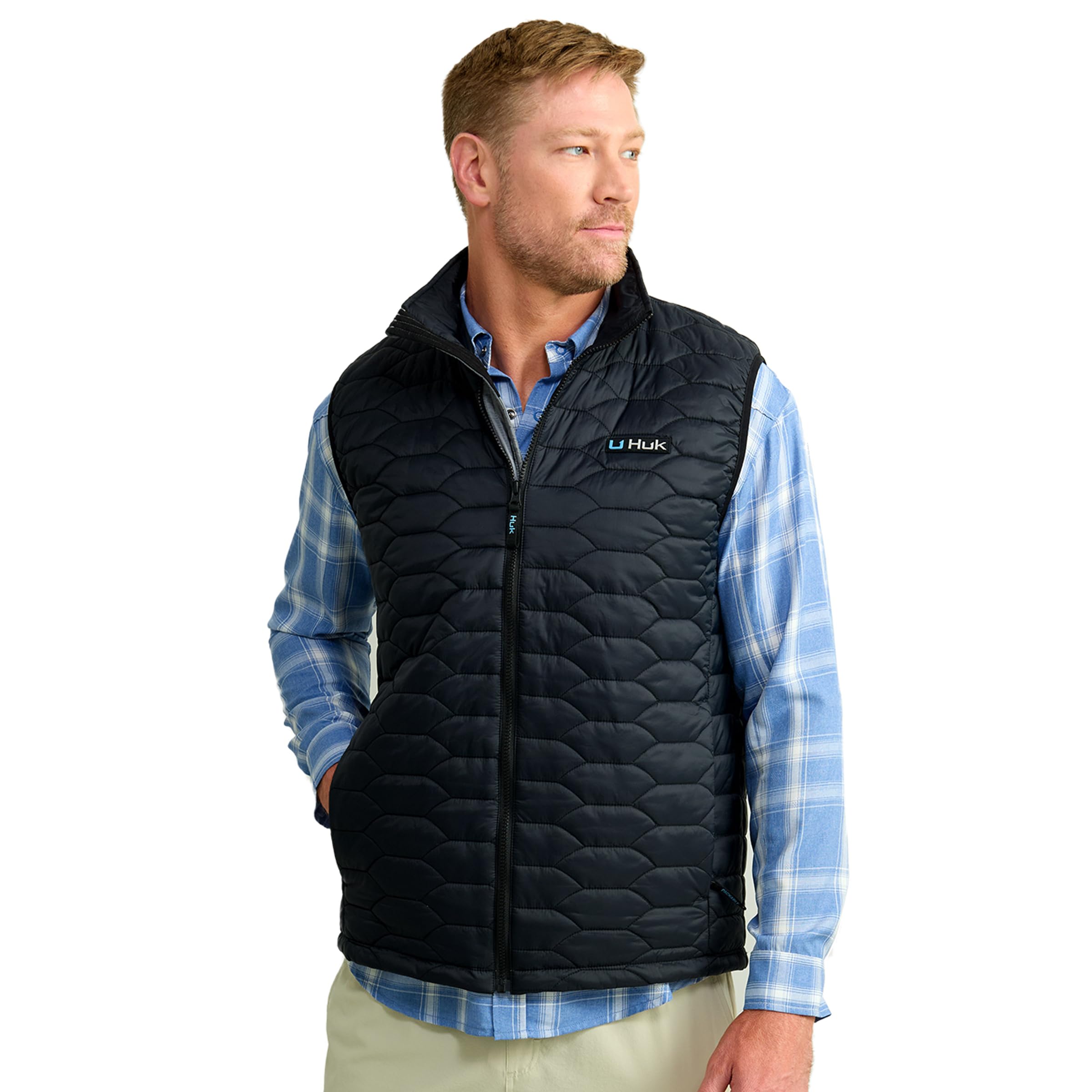 HUK Men's Performance Fishing Vest with DWR Insulation - Lightweight, Water-Resistant for Fly Fishing, Kayaking & Outdoor Adventures
